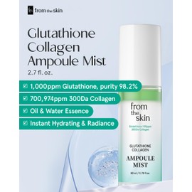 FROM THE SKIN Glutathione Collagen Ampoule Mist – Rejuvenating Facial Serum Spray for Hydration and Collagen Boost - Panthenol, Lactobacillus - For All Skin Types, 2.7 fl.oz.