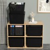 Morcte 6-Pack Black Stackable Plastic Storage Baskets with Lids