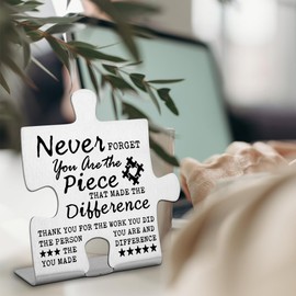 Thank you Appreciation gifts for Mentor Teacher Nurse, Going Away Gift Retirement Gift for Coworker Boss, Never forget you are the Piece that Made the Difference, Fun Office Desk Decor-DX249