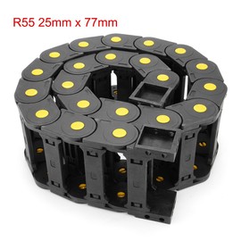 uxcell R55 Plastic Open Type Cable Wire Carrier Drag Chain 25mm x 77mm Internal Size 1M Length for CNC Black