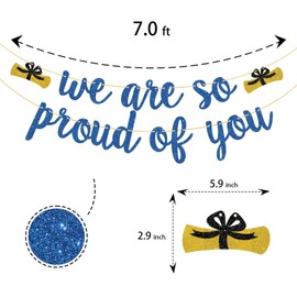 T-minimalist Navy Blue Glittery We are So Proud of You Banner, 2022 Graduation Party Decorations, College Decorations 2022, Congratulations Sign, Commencement, Done , Did It Banner (WSY)