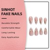 SINHOT Almond Press on Nails Medium Fake Nails Glossy Glue