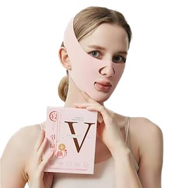 Chin Strap for Face Contouring - Reusable V Line Ice Silk Fabric Mask - Double Chin Shaping, Adjustable, Breathable Fabric - Jawline Shaper for Women & Men (Pink)