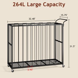 Homsorout Ball Storage Bin Rolling Sports Ball Cart, Metal Garage Organizer Sport Rack, Ball Basket Storage, Ball Cage for Garage or Gym, Indoor & Outdoor Sports Equipment Organizer（Black）