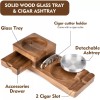 Scotte Ashtray Coaster Glass Holder Tray Wooden Ash Tray with
