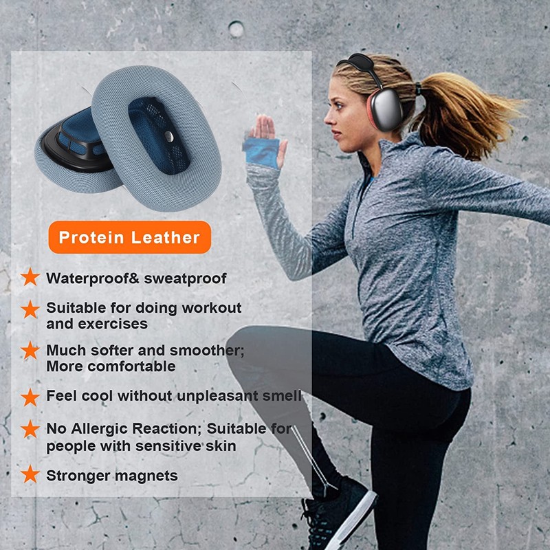 Replacement Ear Pad Protein Leather Memory Foam Soft Breathable Headphones