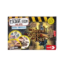 Noris 606101976 Escape Room The Baron, The Witch & The Thief Adventure-Family and Board Game for Puzzle Fans Including 3 Cases, from 14 Years, Light Brown