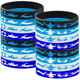 OriniPlay 48PCS Swimming Rubber Bracelets Silicone Wristbands -Sport Party Supplies Decorations -Backstroke/Breaststroke/Butterfly Birthday Party Favors