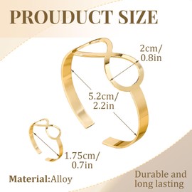 XSDSLS Pack of 2 Gold Bangle Rings for Women Gold-Plated Cuff Bangle Bracelet Wide Open Bracelet Open Rings Flowers Bangle for Women Girls, One size, Alloy Steel, No Gemstone