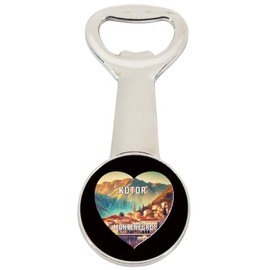 Kotor Montenegro Travel Souvenir Destination Heart Shape Design Magnetic Bottle Opener Single
