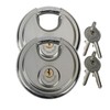 UvV 2 x Discus Padlock, Round Shackle Lock, Diameter 70