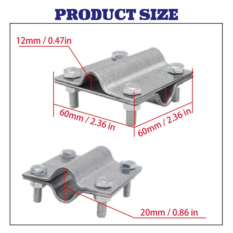 1/2" Line Rail Clamp for Chain Link Fence, Greenhouse Cross