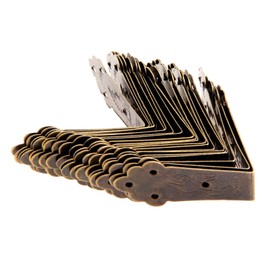 dophee 20Pcs Brass Embossing Corner Protector Corner Decorative Hardware Desk Edge Guards Wood Photo Jewelry Box Frame Cover, 1.65"x1.65"