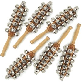 Performance Plus Choir Pack of 6 Includes Six 13 1/2" Professional, 25 Large Jingle Sleigh Bells on Maple Handle (SBL-25-6)
