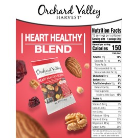 Orchard Valley Harvest Heart Healthy Blend, 1 Ounce Bags (Pack of 15), Almonds, Cranberries, Walnuts, and Chickpeas, Gluten Free, Non-GMO, No Artificial Ingredients