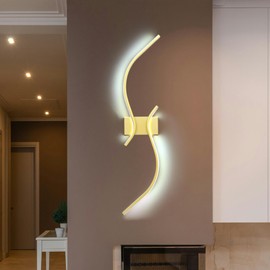 Cimbely Modern LED Wall Sconce 31.5 Inch Bathroom Vanity Lighting Fixtures Wall Lamp with 3 Light Modes for Bedroom Bedside Living Room Hallway,Gold