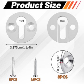 Shimeyao 8 Sets Newel Post Fastener, Newel Post Mounting Kit, Column Handrail to Pole Fastener, 1 1/4 Inch Diameter x 1/8 Inch Thickness Hardened Steel Plate with 1 Round Steel Plate 3 Long Screws