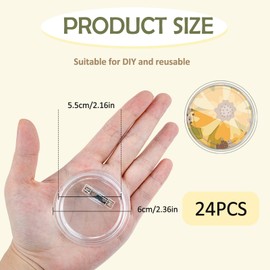 24 Pcs Acrylic Design Button Badge 2.3 Inch，Clear Design Craft Buttons Pins Making Kit Sublimation Buttons for DIY Craft Party Picture Make Your Own Buttons (Clear)