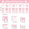 28PCS Pink Bow Wall Stickers Light Pink Bow Knot Wall