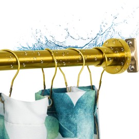 Artiwell Heavy Duty Shower Rod, Adjustable Shower Curtain Rod, Expandable 47-84 Inch, Permanent Mount Shower Rod, Never Rust Stainless Steel For Window Curtain and Closet, Champagne Bronze