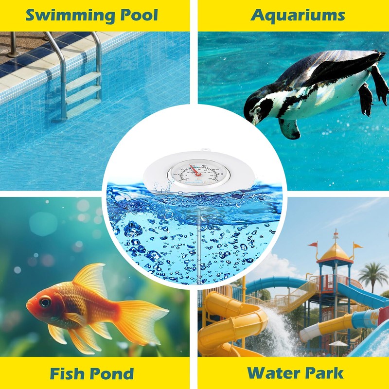 SPOROLWE Floating Pool Thermometer Easy Read – Battery-Free, Color-Coded Ideal