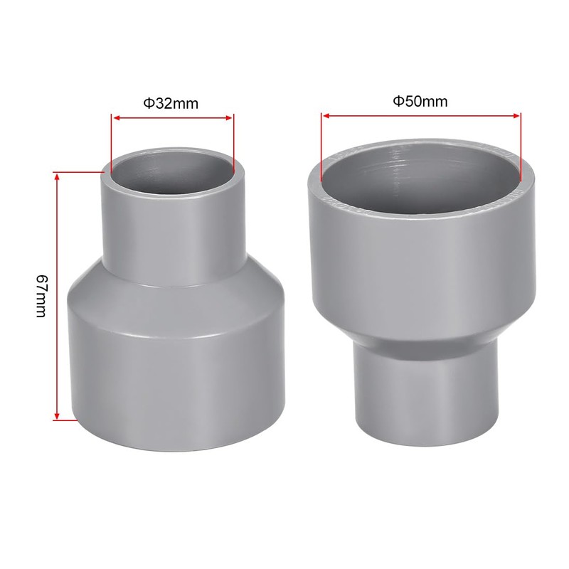 sourcing map PVC Pipe Connector Water Connectors Coupling Grey 50