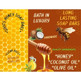 5Dots Honey Soap Bars (Pack of 3), 10.59 oz/0.66 Pounds | Honey & Coconut & Olive Oil Soap | All Skin Types | Handmade Soap Bars | Hexagon Honey Soap