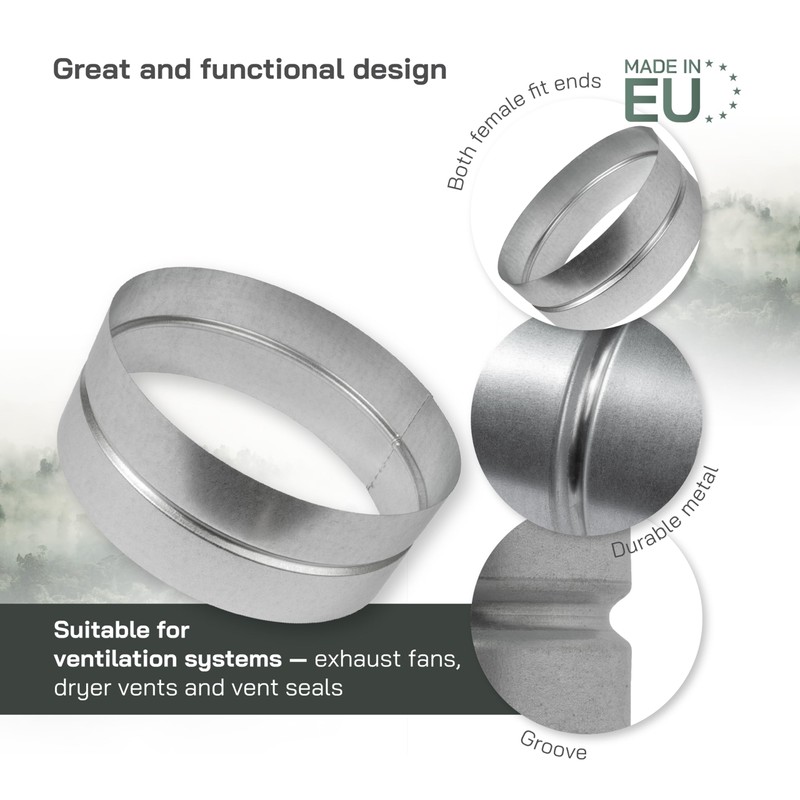 Vent Systems 10'' Inch Galvanized Steel Duct Connector - Round