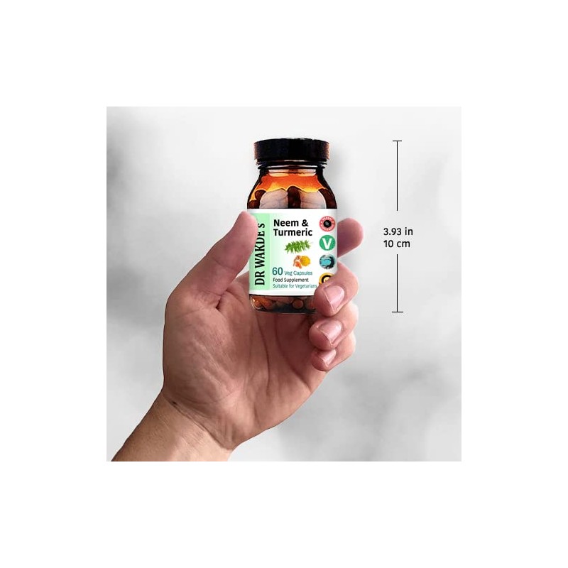DR WAKDE'S Neem & Turmeric Capsules (60 Veg Caps, Deep