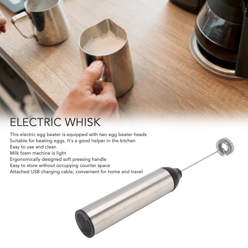 Handheld Milk Frother Lightweight Stainless Steel ABS Electric Whisk with