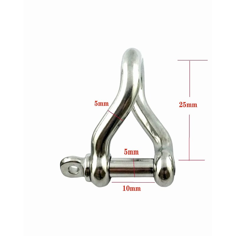 4 Pcs Stainless Steel 316 Twist Shackle 3/16" (5mm) Marine