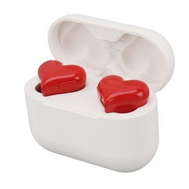 Cute Heart Shaped Earbuds Noise Cancelling Wireless Earbuds with 8 Earplugs, Earbuds, HiFi Stereo Earphones for Cell Phone Laptop