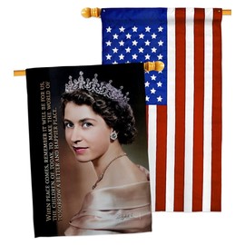 Queen Elizabeth II Flag Better Happier Place ER American Flag Sympathy Remembrance Bereavement Applique Memorial Gifts for Women Wall Art Banner Home Quote Decoration for Outside, Made in USA