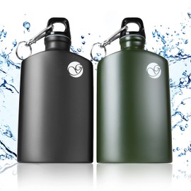 Ganzoo Outdoor Aluminium Drinking Bottle 0.5 Litres, Travel Bottle with Carabiner, Leak-Proof and Non-Toxic