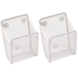Pack of 2 Magnetic Storage Baskets, Magnetic Desk Organiser, Whiteboard Accessories, Magnetic Shelf, Hanging Shelf, Bathroom Magnetic Shelf for Fridge, Whiteboard, Locker Accessories (White)