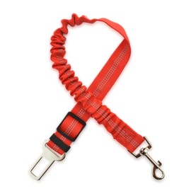 Skruffie’s Love Dog Seat Belt with Bungee Car Leash Elastic Reflective Bungee Tether Nylon Safety Harness with Buckle & Clip (Red)