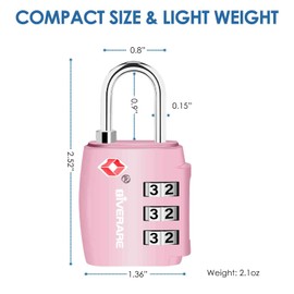 2 Pack TSA Approved Travel Luggage Locks, Combination Lock Alloy Body, Keyless 3-Digit Padlocks, Travel Sentry Accepted Compatible Padlock for Gym Locker, Golf Bag Case, Backpack, Black-by GIVERARE