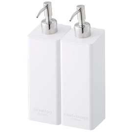 Yamazaki 4258 4260 Magnetic Two-Way Dispenser, Tower, Set of 2, Magnet Refill Bottle, Shampoo, Conditioner, White