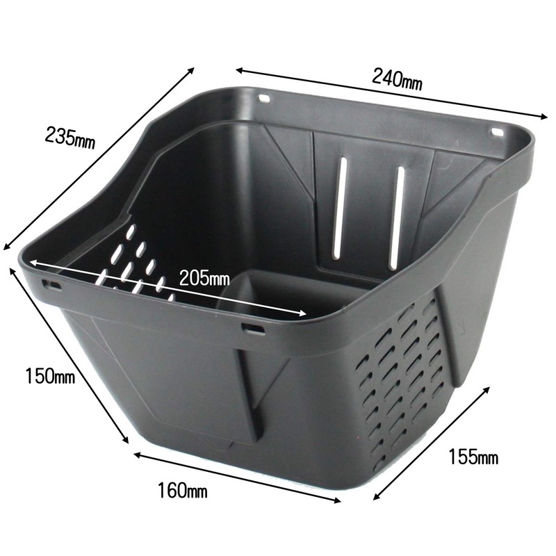 Sagisaka 608-00121/48354 Plastic Front Basket for CTB, 20-24 inches, Black,