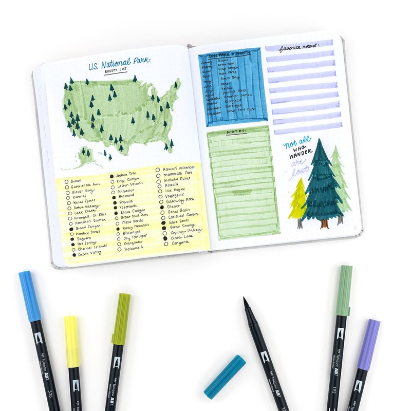 Tombow 56169 Dual Brush Pen Art Markers, Landscape, 10-Pack. Blendable,