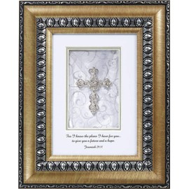 CB Gift WD118 Heartfelt Collection Table Cross 8 x 10 Inches Silver Jeremia 29:11