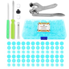 Mandala Crafts Aqua Plastic Snaps Fasteners Kit & Snap Pliers - No Sew Plastic Snap Buttons Kit with Snap Tools - 100 Size 22 T8 Snaps for Sewing Snaps for Fabric Clothes