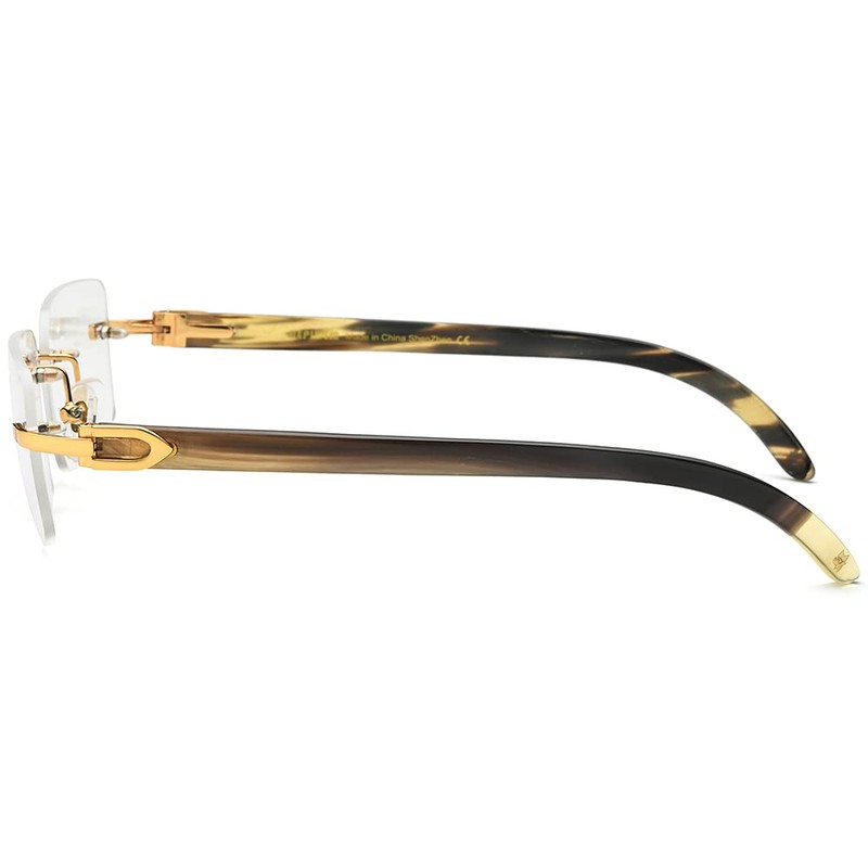 HEPIDEM 100% Really Buffalo Horn Handmade Glasses Square Rimless Luxury