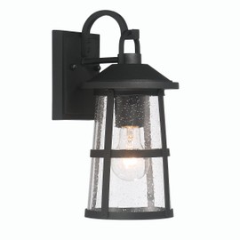 Robert Stevenson Lighting Nantucket - Coastal Metal and Glass Wall Mounted Outdoor Lantern Light, Matte Black