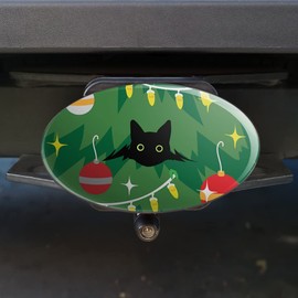 GRAPHICS & MORE Black Cat Hiding in Christmas Tree Oval Tow Trailer Hitch Cover Plug Insert