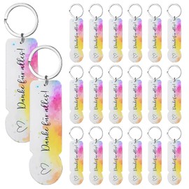 Pack of 20 Acrylic Shopping Trolley Tokens, Key Chains, Removable Shopping Chip Keyring, Shopping Trolley Remover Gift for Weddings, Graduation, Christenings, Birthdays Celebrations (Thank You for