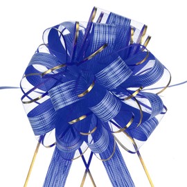 sourcing map 20pcs 8 Inch Large Pull Bow Gift Wrapping Bow Ribbon Organza Blue for Wedding Baskets Presents Christmas Party