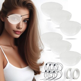 Vandorla Eye Shield, 6 Pcs Plastic Eye Shield Eye Patch for Eye Surgery Covering Breathable After Surgery Eye Protection with 2 Roll Tape, Clear