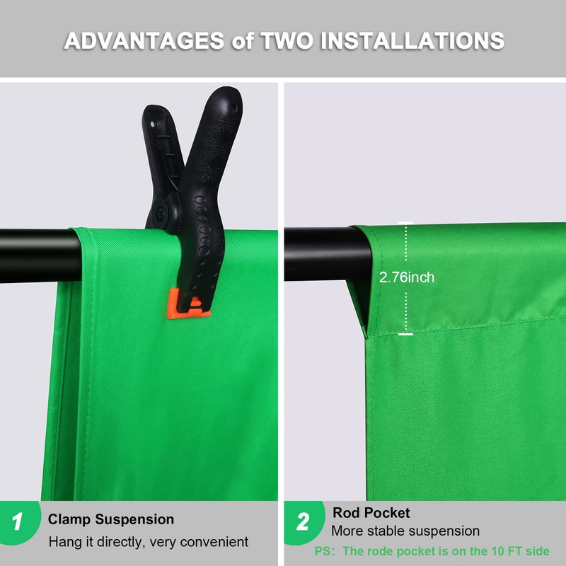 Aimosen 12 X 10 FT Large Green Screen Backdrop for