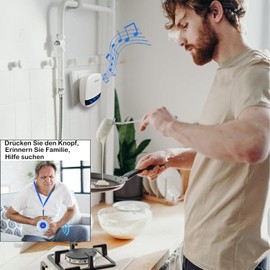 LIOTOIN Emergency Call Button for Seniors Emergency Call Alarm Button Wireless Home Emergency Call Seniors SOS Alarm System Set 5 Transmitters 4 Receivers for Nursing